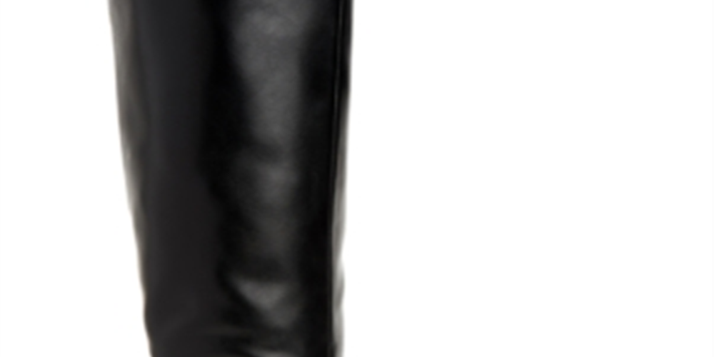 Botas femininas estilo Kindellp de tecido fechado, bico fino, cano alto, pretas, tamanho 7W-WC
