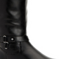 Botas femininas estilo Kindellp de tecido fechado, bico fino, cano alto, pretas, tamanho 7W-WC