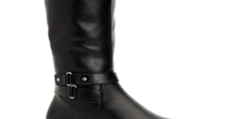 Botas femininas estilo Kindellp de tecido fechado, bico fino, cano alto, pretas, tamanho 7W-WC