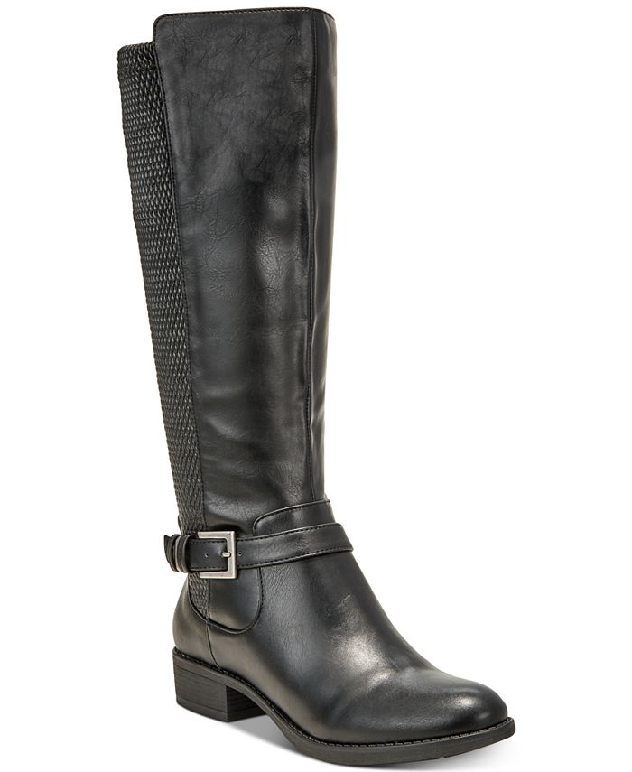 Botas de montaria femininas estilo &amp; co Luciaa texturizadas até o joelho, pretas, tamanho 6 M