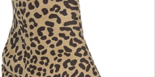 Botas Bar III Femininas com Estampa de Leopardo Comfort Gatlin Biqueira Amêndoa Salto Bloco e Zíper, Marrom, Tamanho 7,5 M