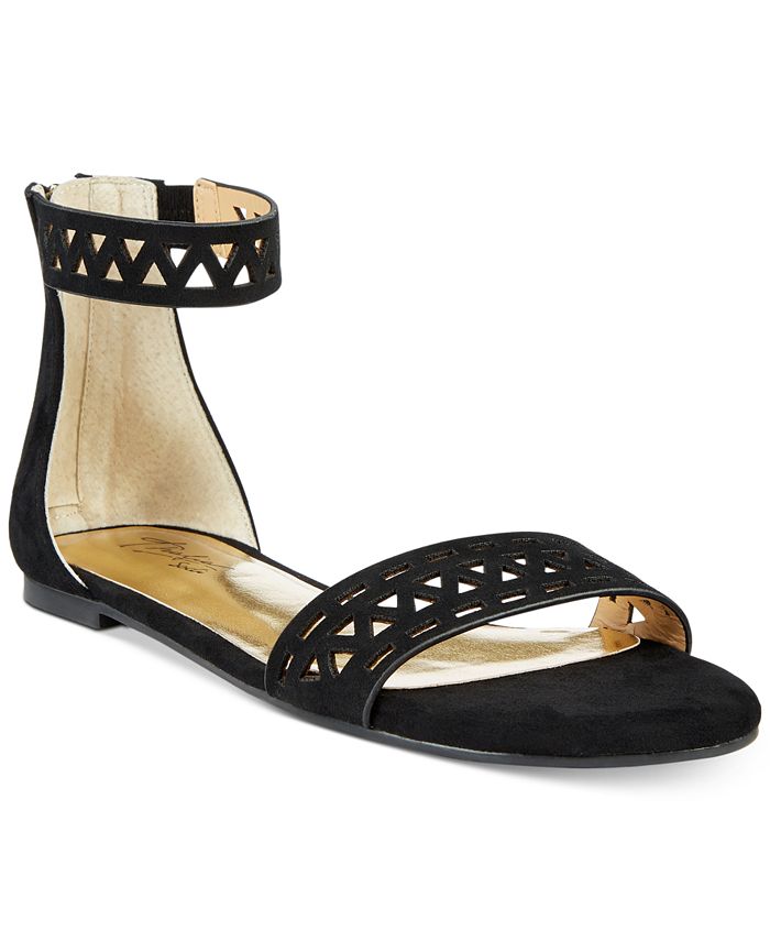 Thalia Sodi Sandália Feminina Jacey Fabric Aberta Casual com Tira no Tornozelo Preta Tamanho 8,5 M