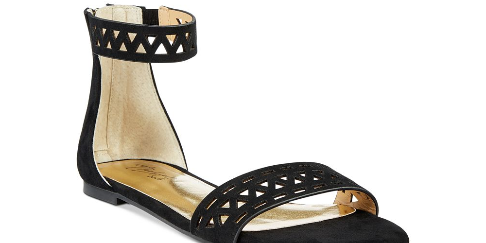 Thalia Sodi Sandália Feminina Jacey Fabric Aberta Casual com Tira no Tornozelo Preta Tamanho 8,5 M