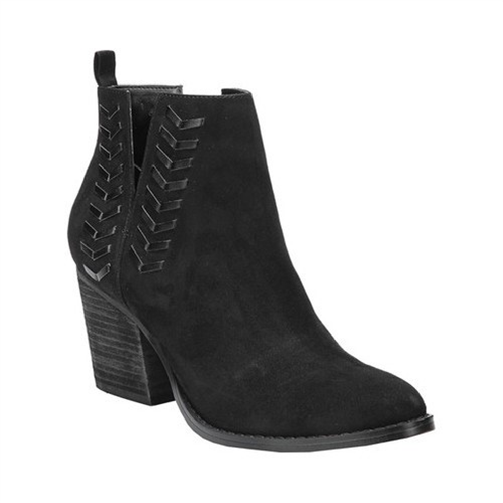 Bota feminina Carlos By Carlos Santana Whitley Fabric com bico fechado e tornozelo, preta, tamanho 6 M