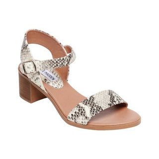 Sandália de salto Steve Madden April para mulheres, cobra natural, tamanho 5,5 M