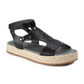 Sandálias femininas Bare Traps Bernedette com tiras em T, bico aberto, casual, pretas, tamanho 8 M