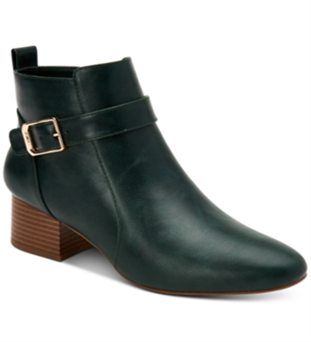 Botas femininas Charter Club Katiaa com fivela verde-escuro, tamanho 5M