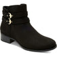 Botas femininas Charter Club com fivela e acolchoamento Jaimee, bico amendoado, salto bloco e zíper, pretas, tamanho 10,5 M