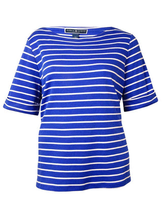 Blusa de malha listrada com decote canoa feminina American Rag, marrom, tamanho 9,5 M