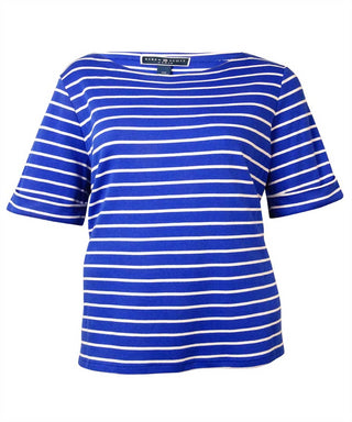 Blusa de malha listrada com decote canoa feminina American Rag, marrom, tamanho 9,5 M
