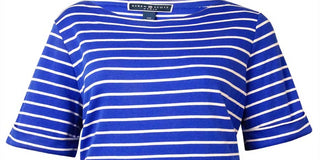 Blusa de malha listrada com decote canoa feminina American Rag, marrom, tamanho 9,5 M