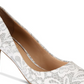 Sapatos de salto alto Jewel Badgley Mischka Zuri Lace para mulheres, brancos, tamanho 7,5 M