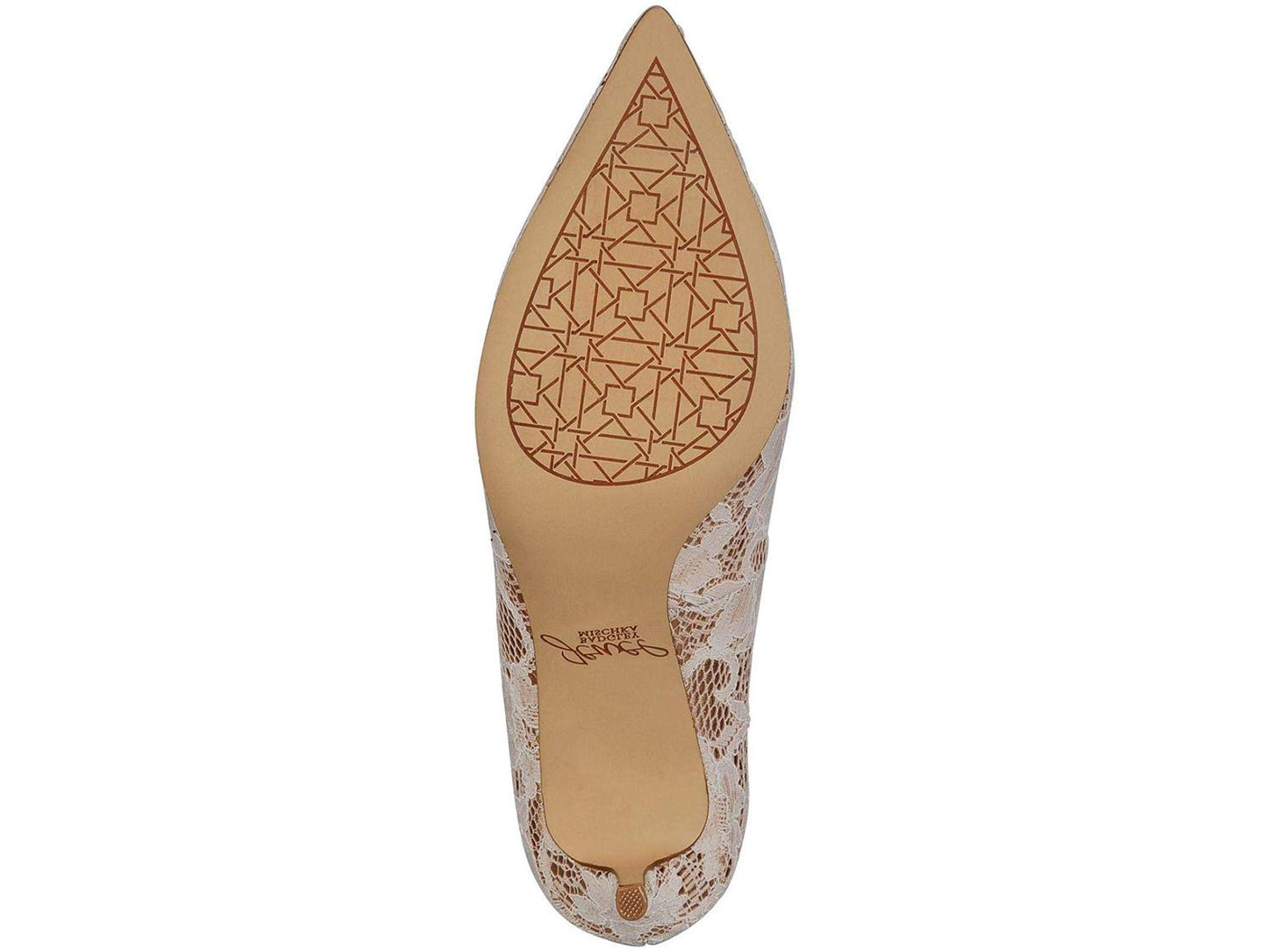 Sapatos de salto alto Jewel Badgley Mischka Zuri Lace para mulheres, brancos, tamanho 7,5 M