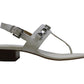 Sandália casual feminina Michael Kors Charlton de couro com bico dividido, cinza, tamanho 9