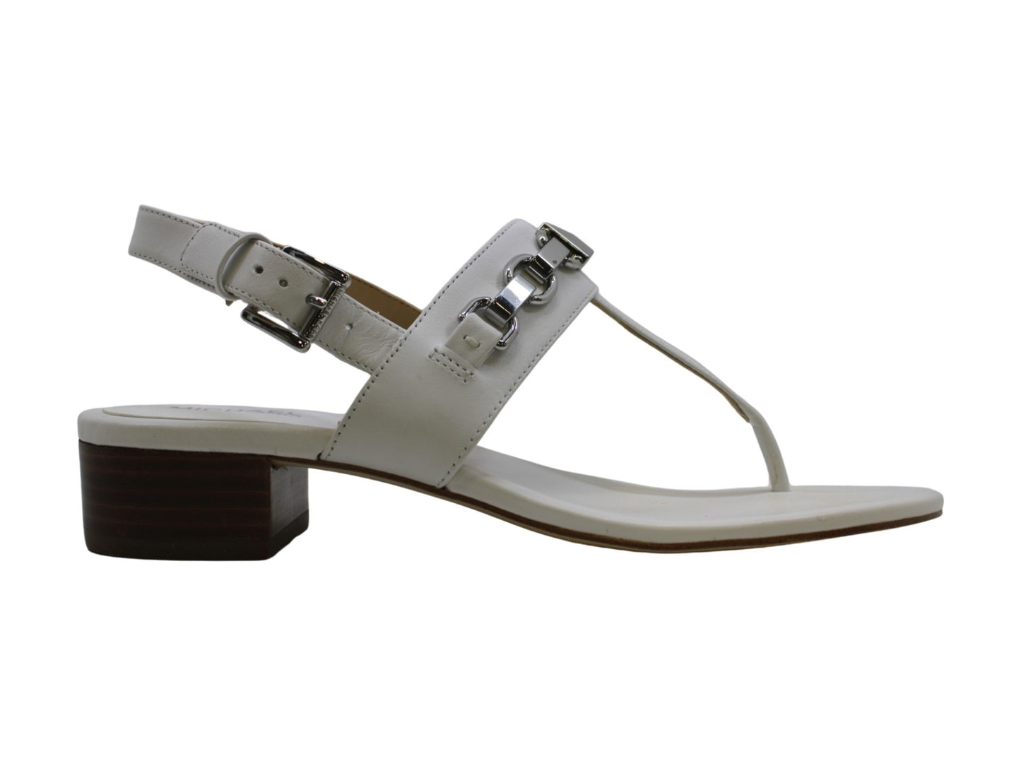 Sandália casual feminina Michael Kors Charlton de couro com bico dividido, cinza, tamanho 9