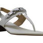 Sandália casual feminina Michael Kors Charlton de couro com bico dividido, cinza, tamanho 9