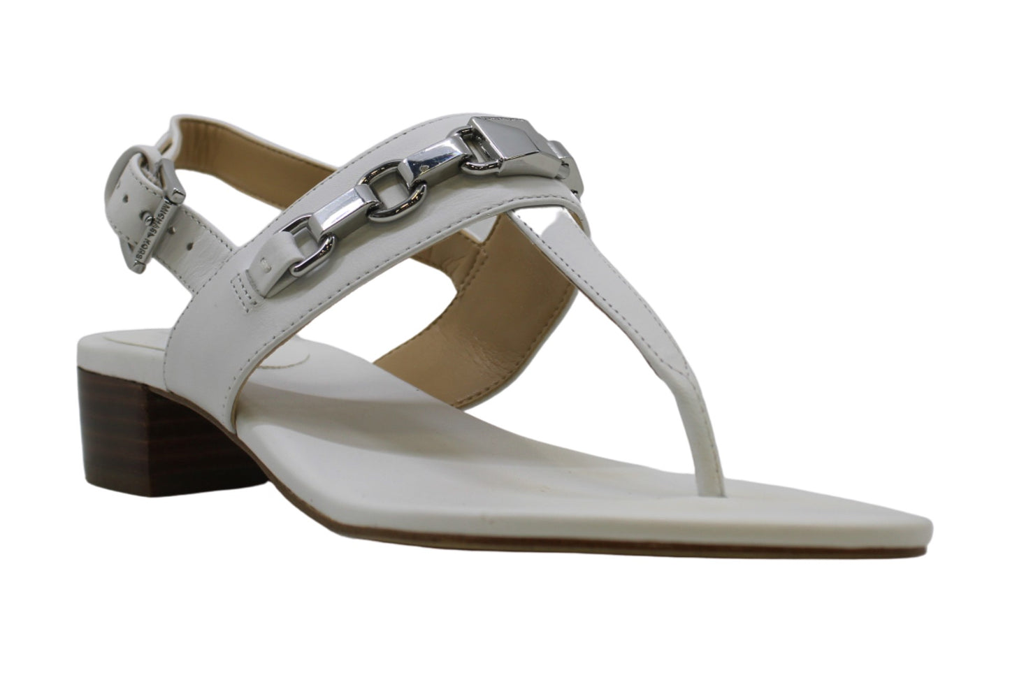 Sandália casual feminina Michael Kors Charlton de couro com bico dividido, cinza, tamanho 9