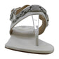 Sandália casual feminina Michael Kors Charlton de couro com bico dividido, cinza, tamanho 9