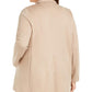 Jaqueta feminina Eileen Fisher com bolsos, gola entalhada, abertura nas costas, manga comprida, bege, tamanho 2X