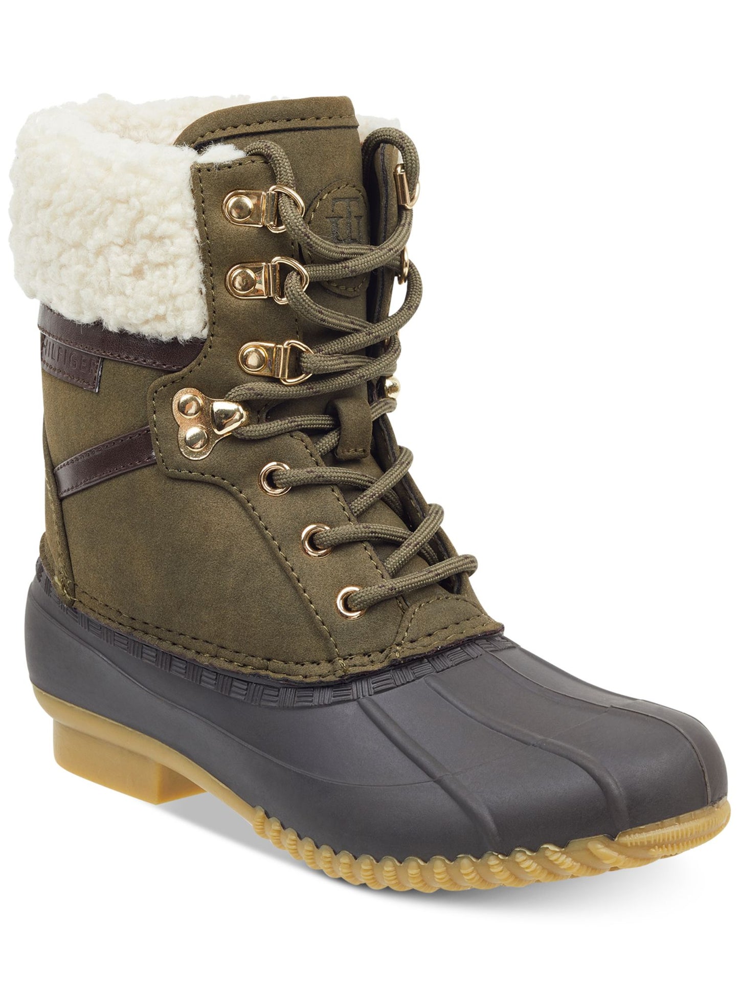 Tommy Hilfiger Rian 2 Botas Femininas de Cano Médio com Biqueira Fechada e Pele Sintética para Clima Frio, Verde, Tamanho 6 M