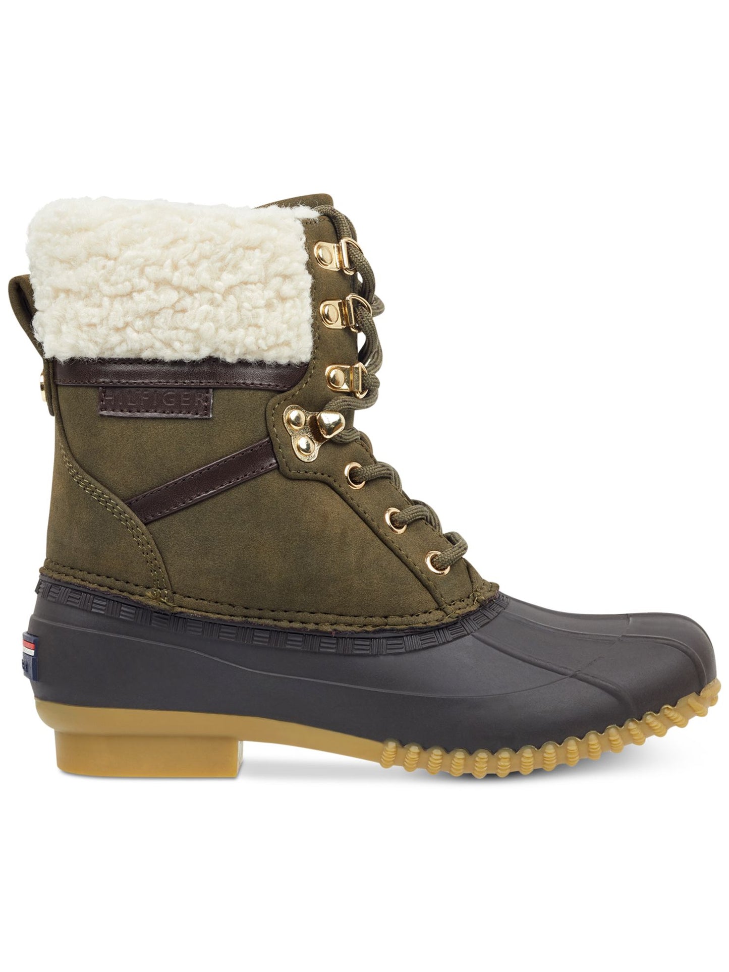 Tommy Hilfiger Rian 2 Botas Femininas de Cano Médio com Biqueira Fechada e Pele Sintética para Clima Frio, Verde, Tamanho 6 M