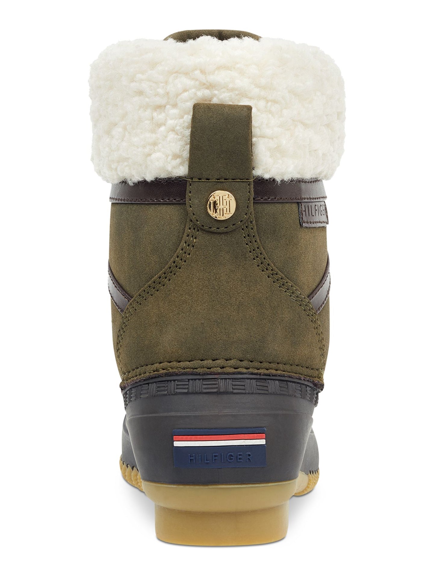 Tommy Hilfiger Rian 2 Botas Femininas de Cano Médio com Biqueira Fechada e Pele Sintética para Clima Frio, Verde, Tamanho 6 M