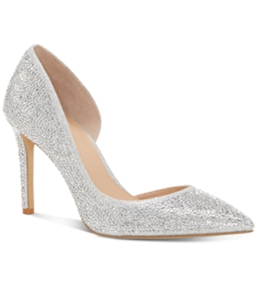 Sapatos Kenjay D'Orsay Inc Femininos Prata Brilhante Tamanho 6,5