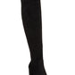 Botas femininas Material Girl Bravy de camurça sintética, cano alto acima do joelho, pretas, tamanho 5 M