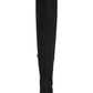 Botas femininas Material Girl Bravy de camurça sintética, cano alto acima do joelho, pretas, tamanho 5 M