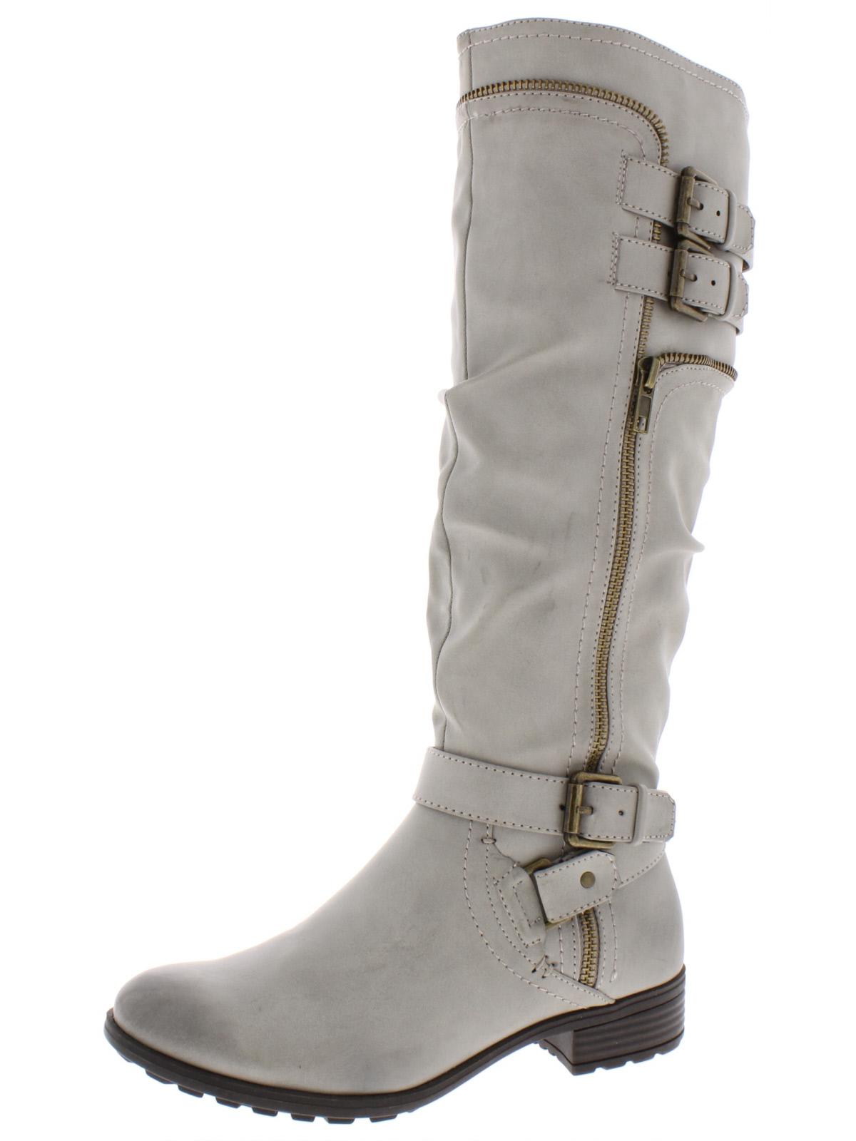 Botas de montaria femininas White Mountain Remi de couro sintético, cinza, tamanho 5,5 M