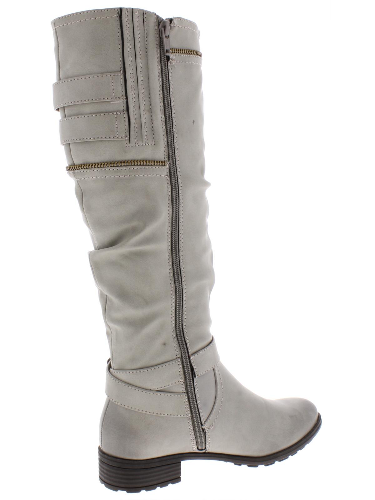 Botas de montaria femininas White Mountain Remi de couro sintético, cinza, tamanho 5,5 M