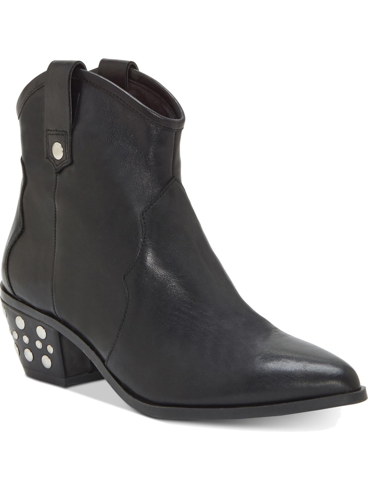 Botas femininas de couro com salto fino e espuma viscoelástica, com tachas e acolchoamento, da INC International Concepts, tamanho 5 M