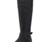 Botas femininas Guss Haydin Almond Toe até o joelho, tamanho 6,5 M, cinza