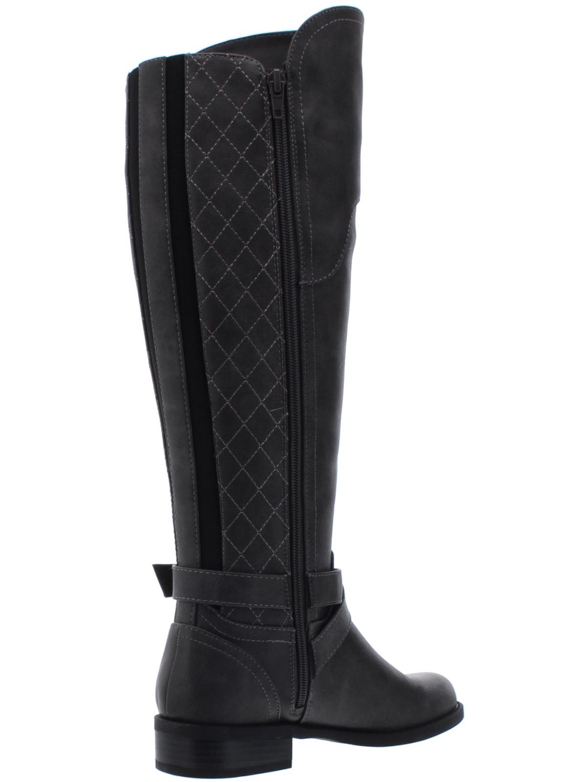 Botas femininas Guss Haydin Almond Toe até o joelho, tamanho 6,5 M, cinza