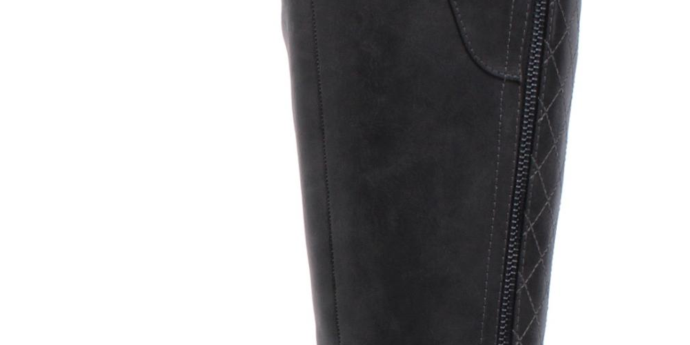 Botas femininas Guss Haydin Almond Toe até o joelho, tamanho 6,5 M, cinza