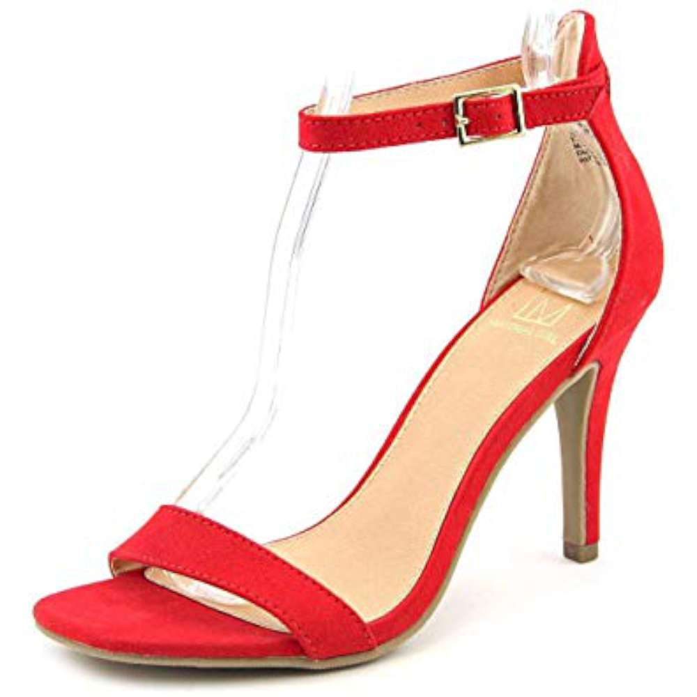 Material Girl Blaire Fabric Feminino Biqueira Aberta Tira no Tornozelo Clássico Sapatos Vermelhos Tamanho 7,5 M