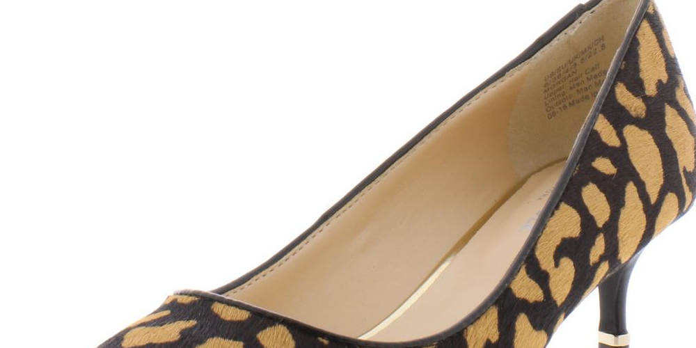 Kenneth Cole Feminino Leopardo Estampa Morgan Bico Fino Salto Gatinho Slip-on Sapatos Marrom Tamanho 6,5 M