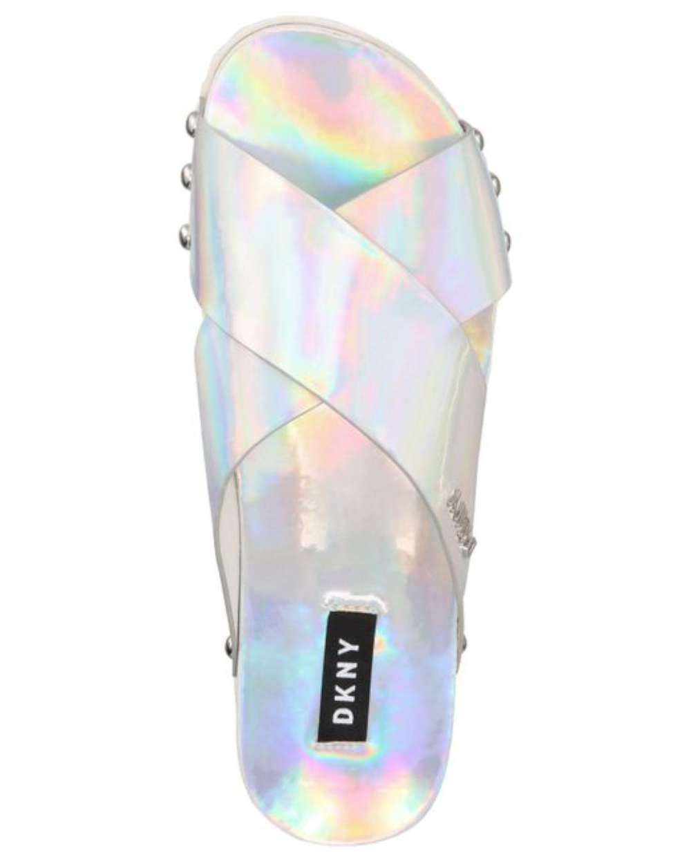 Sandálias femininas DKNY Wave Open Toe Formal Slide, cinza, tamanho 8