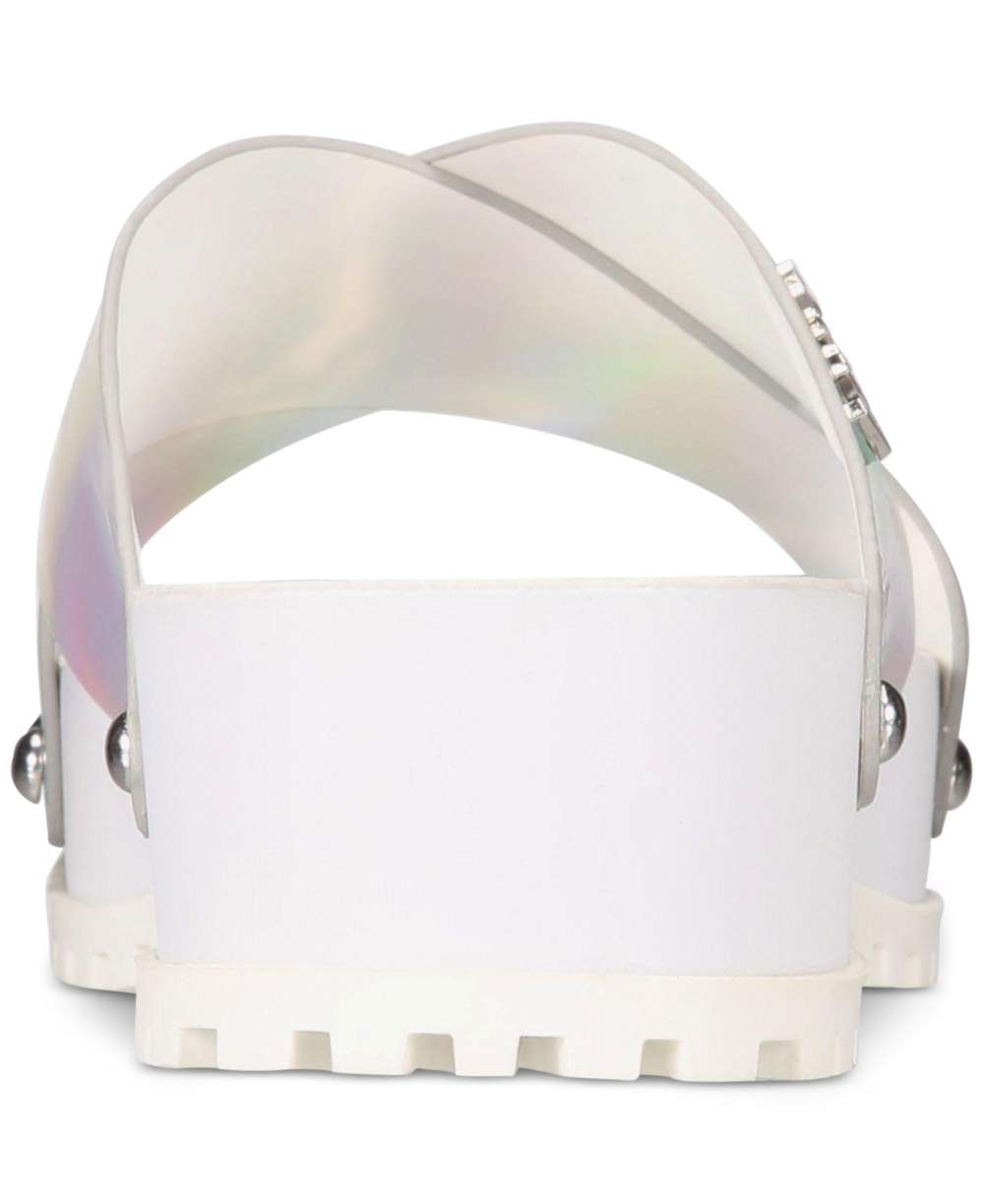 Sandálias femininas DKNY Wave Open Toe Formal Slide, cinza, tamanho 8