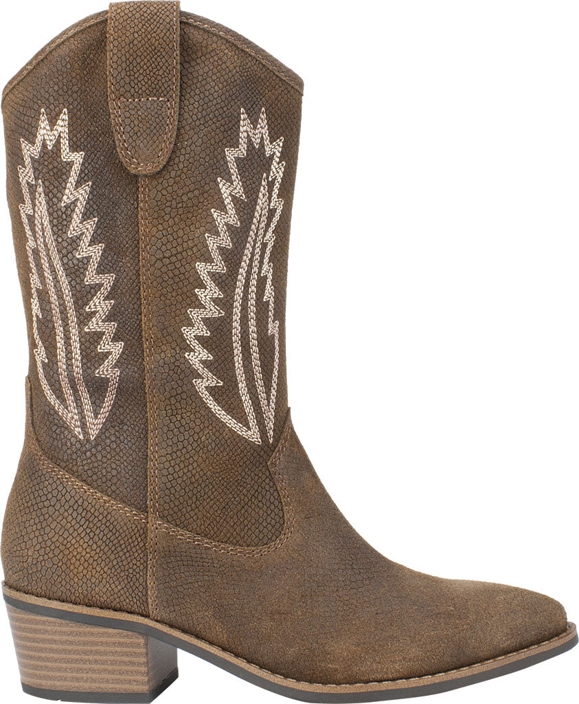 Bota feminina White Mountain Caraway Cowgirl em couro marrom, tamanho 6,5 M