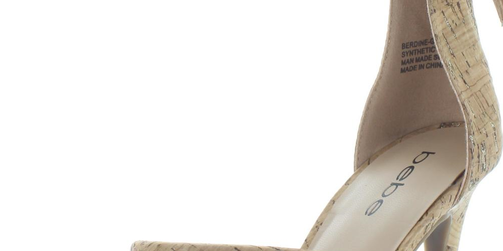 Sandálias de salto alto com tira no tornozelo Bebe Berdine G Cork, tamanho 5,5M, douradas