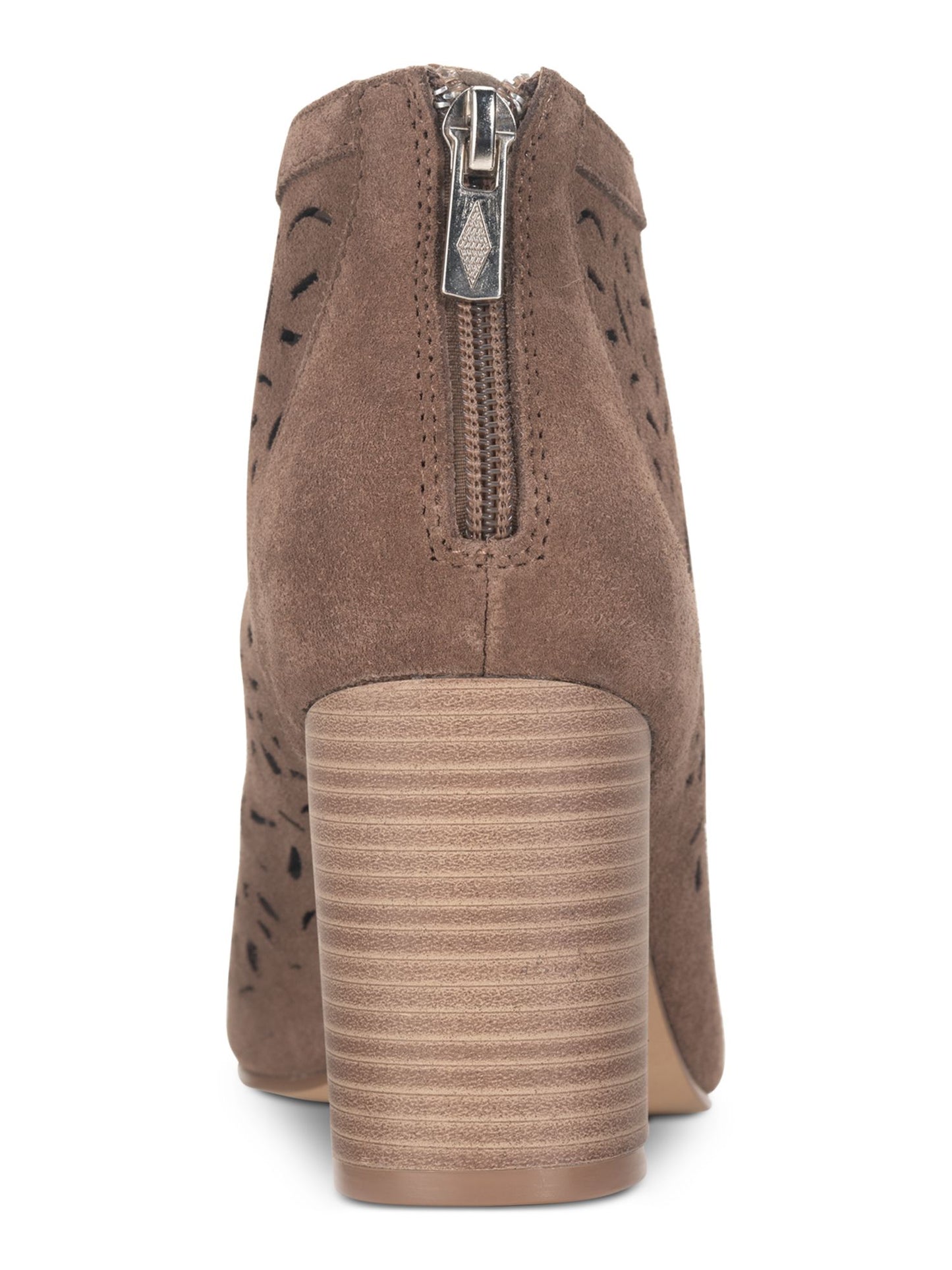 American Rag Feminino Bico Redondo Salto Bloco Zíper Couro Shootie Marrom Tamanho 11 M