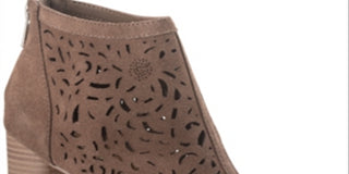 American Rag Feminino Bico Redondo Salto Bloco Zíper Couro Shootie Marrom Tamanho 11 M