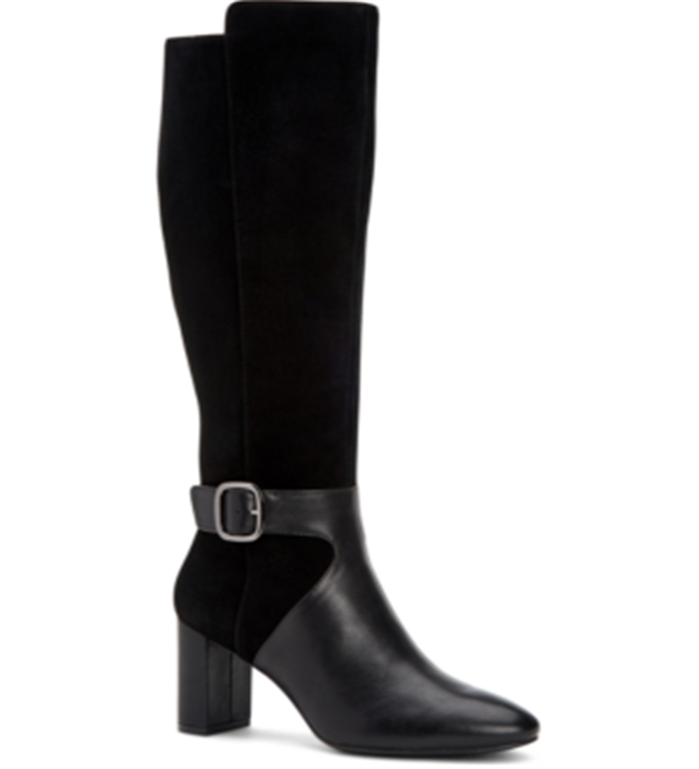 Botas sociais femininas Alfani Nelsonnn Step 'N Flex Tall Wide Calf, pretas, tamanho 8M-WC