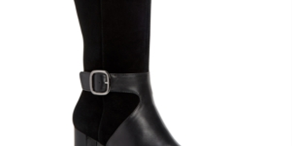 Botas sociais femininas Alfani Nelsonnn Step 'N Flex Tall Wide Calf, pretas, tamanho 8M-WC