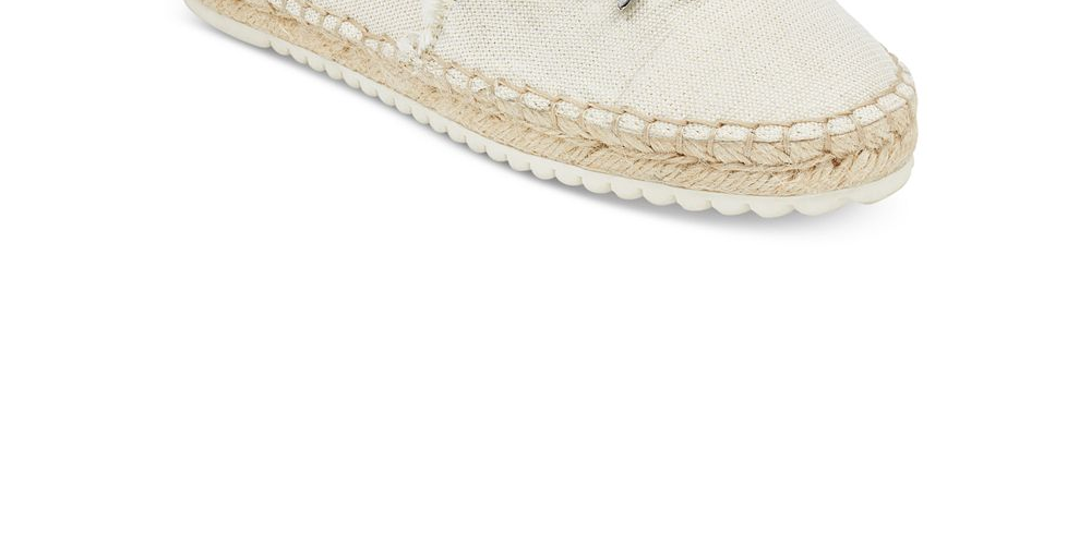 Sapatilhas femininas Marc Fisher Barnum Fabric com bico fechado e alpargatas brancas, tamanho 5 M