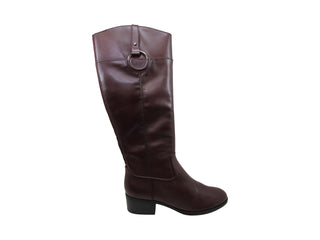 Botas femininas Alfani Bexleyy de couro com bico amendoado e cano médio, tamanho 11 M, vermelhas