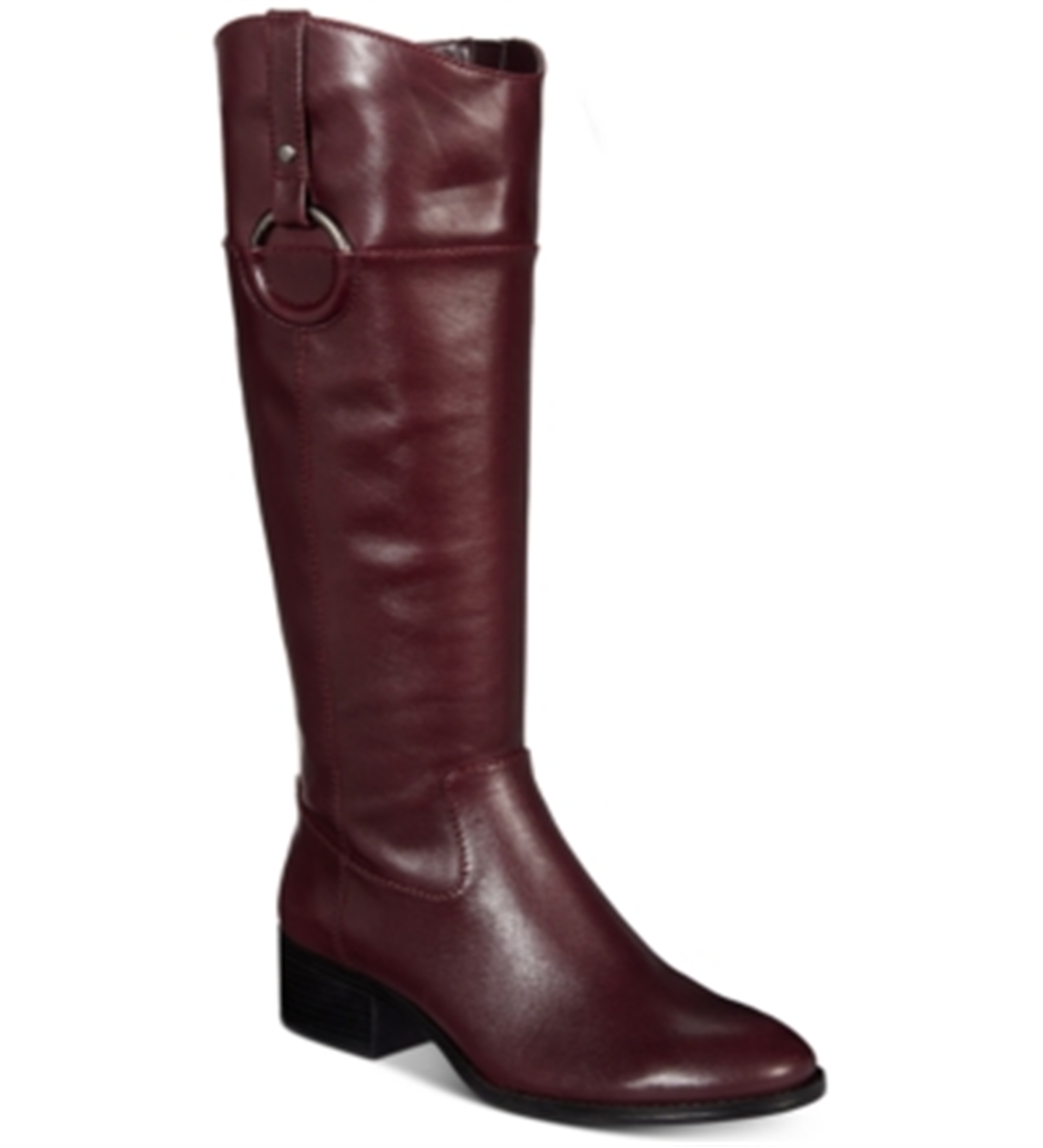 Botas femininas Alfani Bexleyy de couro com bico amendoado e cano médio, tamanho 11 M, vermelhas