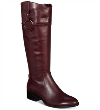 Botas femininas Alfani Bexleyy de couro com bico amendoado e cano médio, tamanho 11 M, vermelhas