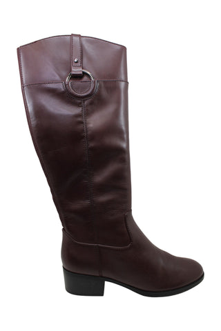 Botas femininas Alfani Bexleyy de couro com bico amendoado e cano médio, tamanho 11 M, vermelhas